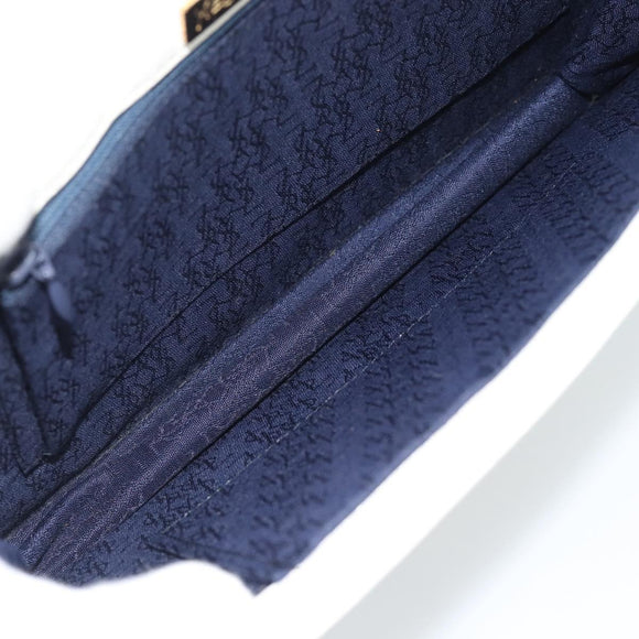 SAINT LAURENT Clutch Bag Leather White Gold Auth 188300
