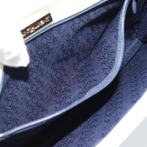 SAINT LAURENT Clutch Bag Leather White Gold Auth 188300