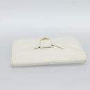 SAINT LAURENT Clutch Bag Leather White Gold Auth 188300-5