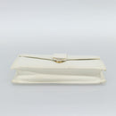 SAINT LAURENT Clutch Bag Leather White Gold Auth 188300-6