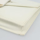 SAINT LAURENT Clutch Bag Leather White Gold Auth 188300-7