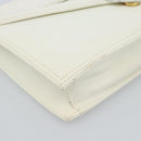 SAINT LAURENT Clutch Bag Leather White Gold Auth 188300-14