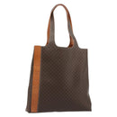 CELINE Macadam Canvas Tote Bag PVC Leather Brown Gold Auth 188302A-1