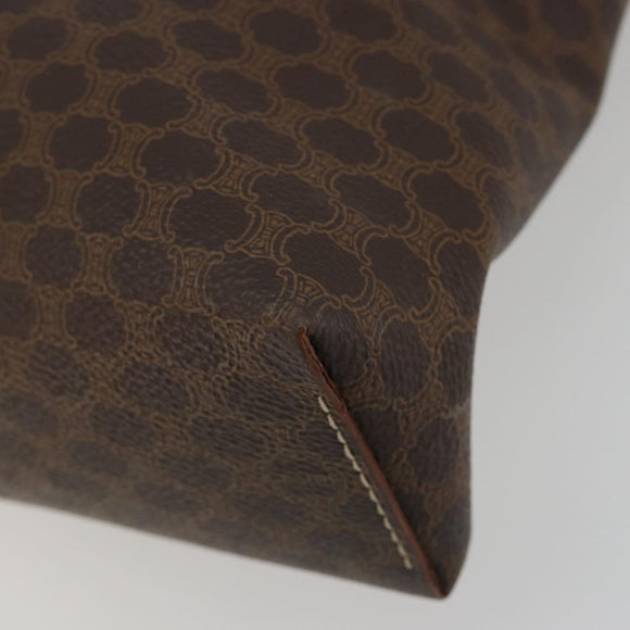 CELINE Macadam Canvas Tote Bag PVC Leather Brown Gold Auth 188302A
