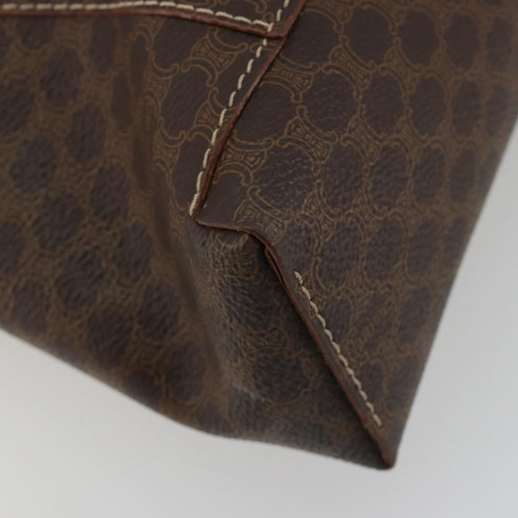 CELINE Macadam Canvas Tote Bag PVC Leather Brown Gold Auth 188302A