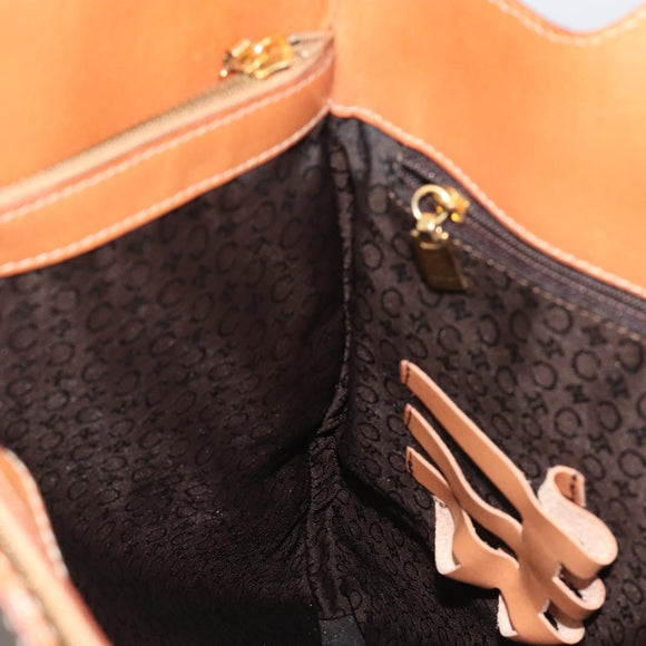 CELINE Macadam Canvas Tote Bag PVC Leather Brown Gold Auth 188302A