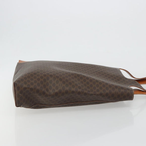 CELINE Macadam Canvas Tote Bag PVC Leather Brown Gold Auth 188302A