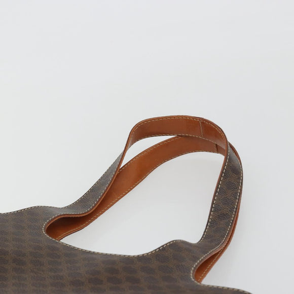 CELINE Macadam Canvas Tote Bag PVC Leather Brown Gold Auth 188302A