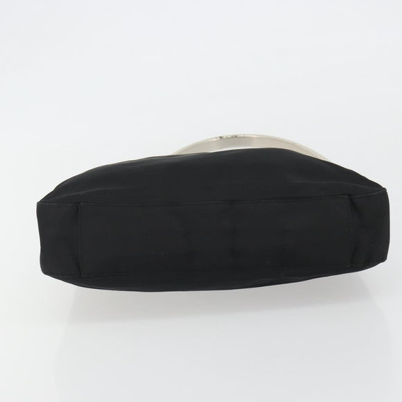 PRADA Hand Bag Nylon Black Silver Auth 188308A