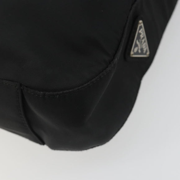 PRADA Hand Bag Nylon Black Silver Auth 188308A