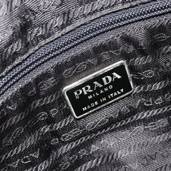 PRADA Hand Bag Nylon Black Silver Auth 188308A