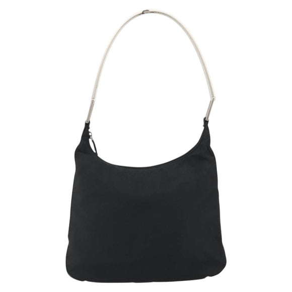 PRADA Hand Bag Nylon Black Silver Auth 188308A