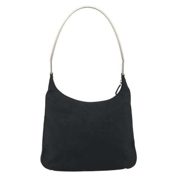 PRADA Hand Bag Nylon Black Silver Auth 188308A