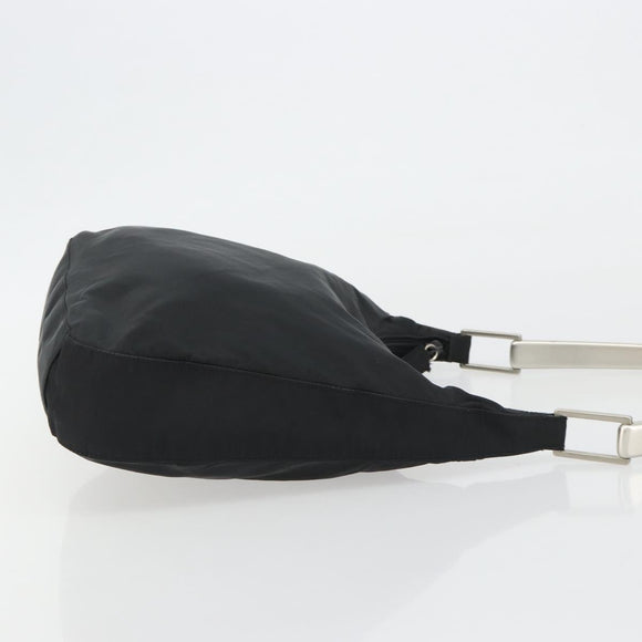PRADA Hand Bag Nylon Black Silver Auth 188308A
