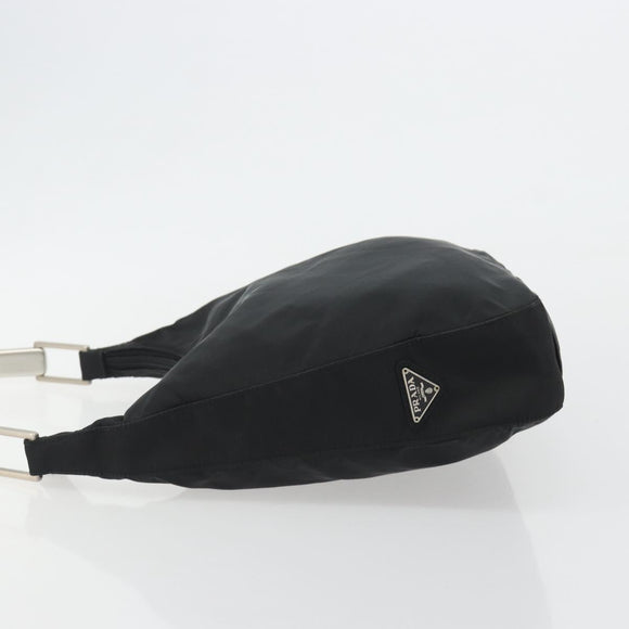 PRADA Hand Bag Nylon Black Silver Auth 188308A