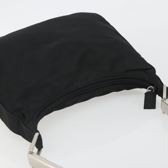 PRADA Hand Bag Nylon Black Silver Auth 188308A