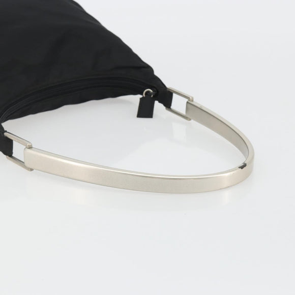 PRADA Hand Bag Nylon Black Silver Auth 188308A