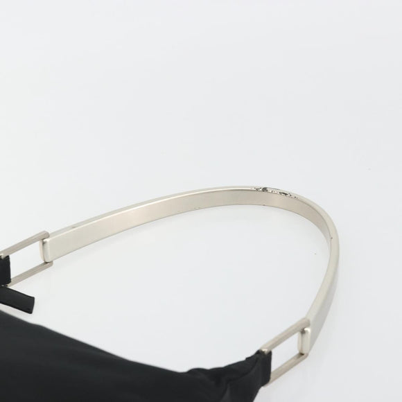 PRADA Hand Bag Nylon Black Silver Auth 188308A