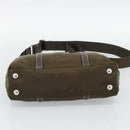 PRADA Hand Bag Nylon 2way Khaki Silver Auth 188309-5