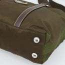 PRADA Hand Bag Nylon 2way Khaki Silver Auth 188309-9