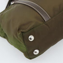 PRADA Hand Bag Nylon 2way Khaki Silver Auth 188309-16