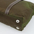 PRADA Hand Bag Nylon 2way Khaki Silver Auth 188309-17