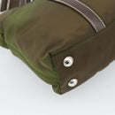 PRADA Hand Bag Nylon 2way Khaki Silver Auth 188309-18