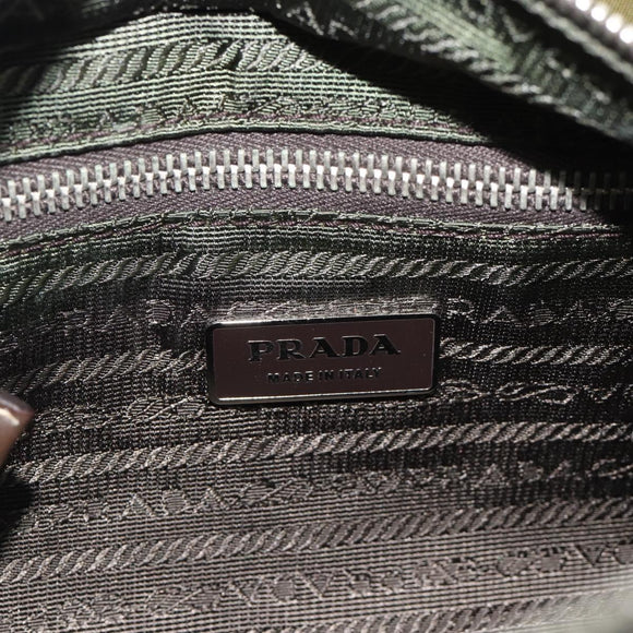 PRADA Hand Bag Nylon 2way Khaki Silver Auth 188309