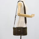 PRADA Hand Bag Nylon 2way Khaki Silver Auth 188309-26