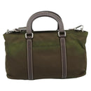 PRADA Hand Bag Nylon 2way Khaki Silver Auth 188309-2