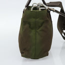 PRADA Hand Bag Nylon 2way Khaki Silver Auth 188309-3