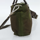 PRADA Hand Bag Nylon 2way Khaki Silver Auth 188309-4