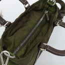 PRADA Hand Bag Nylon 2way Khaki Silver Auth 188309-6