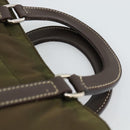 PRADA Hand Bag Nylon 2way Khaki Silver Auth 188309-14