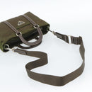 PRADA Hand Bag Nylon 2way Khaki Silver Auth 188309-8