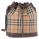 Burberrys Nova Check Shoulder Bag Canvas Beige Gold Auth 188310-1