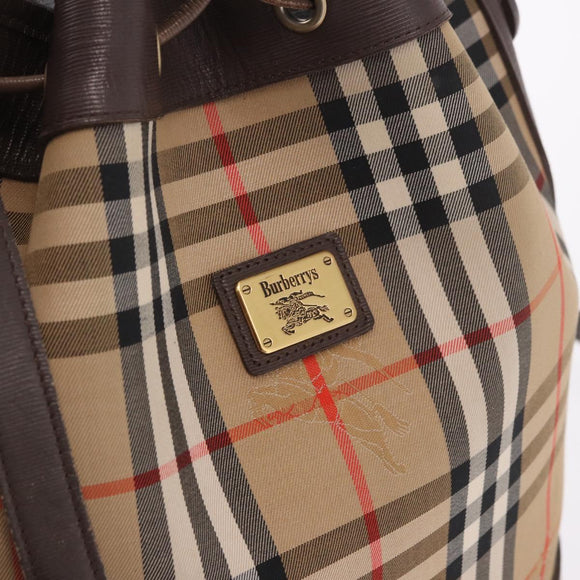 Burberrys Nova Check Shoulder Bag Canvas Beige Gold Auth 188310