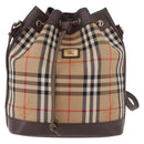 Burberrys Nova Check Shoulder Bag Canvas Beige Gold Auth 188310-13