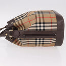 Burberrys Nova Check Shoulder Bag Canvas Beige Gold Auth 188310-4