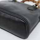 GUCCI Bamboo Hand Bag Leather Black Gold 007 2865 0231 Auth 188314-10