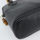 GUCCI Bamboo Hand Bag Leather Black Gold 007 2865 0231 Auth 188314-11