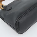 GUCCI Bamboo Hand Bag Leather Black Gold 007 2865 0231 Auth 188314-13