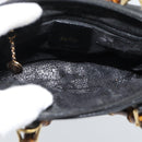 GUCCI Bamboo Hand Bag Leather Black Gold 007 2865 0231 Auth 188314-16