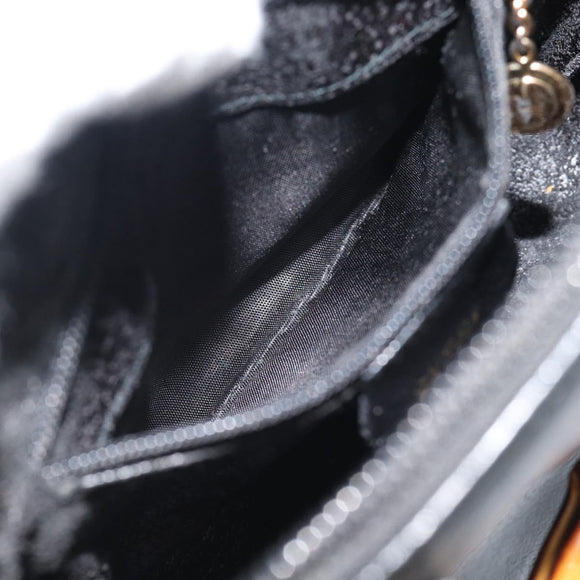 GUCCI Bamboo Hand Bag Leather Black Gold 007 2865 0231 Auth 188314