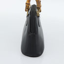GUCCI Bamboo Hand Bag Leather Black Gold 007 2865 0231 Auth 188314-5