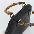 GUCCI Bamboo Hand Bag Leather Black Gold 007 2865 0231 Auth 188314-6