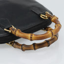 GUCCI Bamboo Hand Bag Leather Black Gold 007 2865 0231 Auth 188314-7