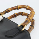 GUCCI Bamboo Hand Bag Leather Black Gold 007 2865 0231 Auth 188314-8