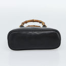 GUCCI Bamboo Hand Bag Leather Black Gold 007 2865 0231 Auth 188314-9