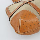 GUCCI Sherry Line Hand Bag Canvas Beige Silver 114887 Auth 188315-14